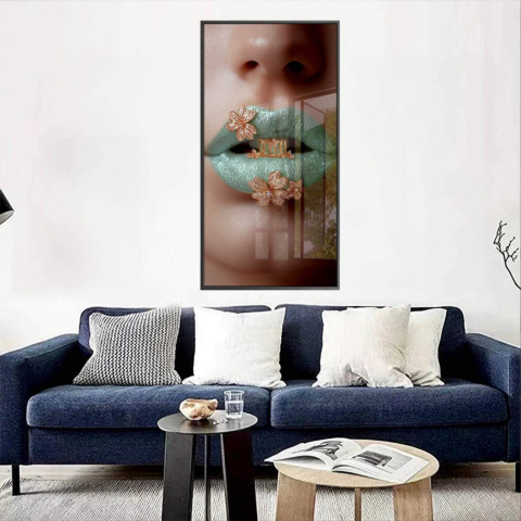 Blumige Lippen Accessoire Acrylglasbild