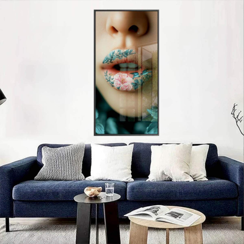 Blumiges Tattoo Lippen Acrylglas