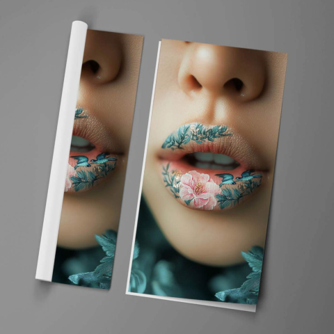Blumige Tattoo-Lippen Poster