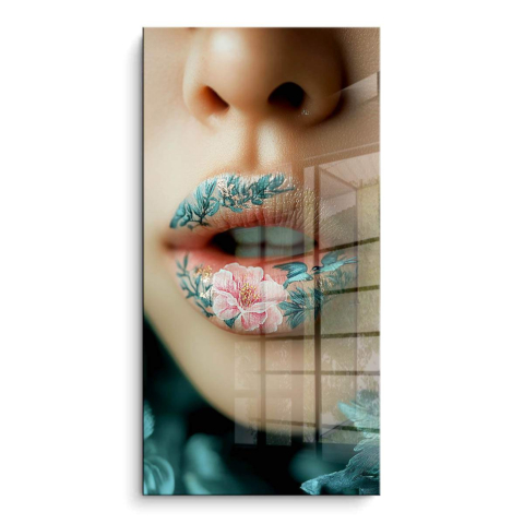 Blumen-Tattoo Lippen PVC Glänzend Kunst