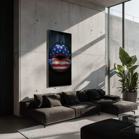 Patriotische Lippen Dibond PVC Matt