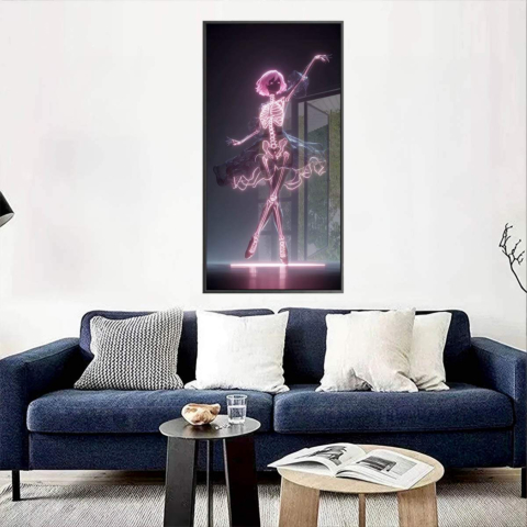 Neon Skeleton Ballet Acrylic Glass Art
