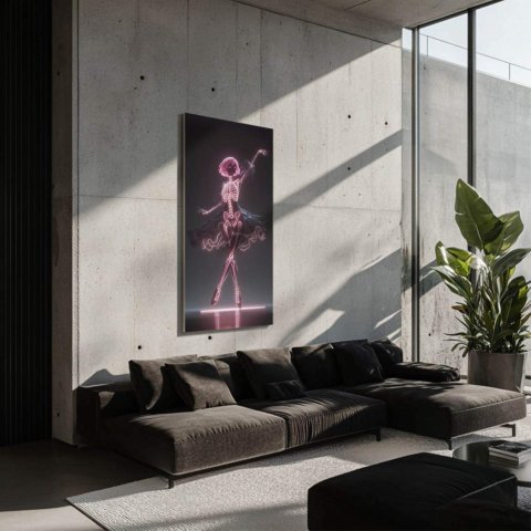Neon Skeleton Ballet Dibond Matt Art