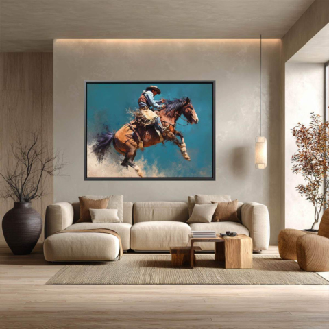 Rodeo Cowboy Jump Canvas Art