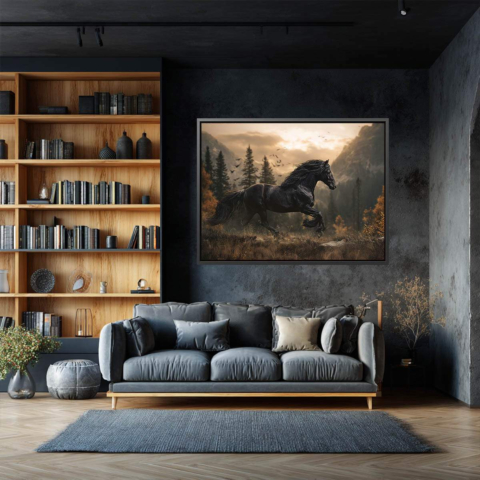 Majestic Black Stallion Canvas Art
