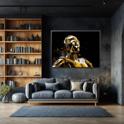 Goldener Cyborg Leinwandbild