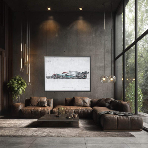 F1 Car Blueprint Canvas Art