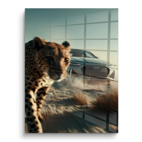 Gepard und Auto PVC Glänzend Kunst