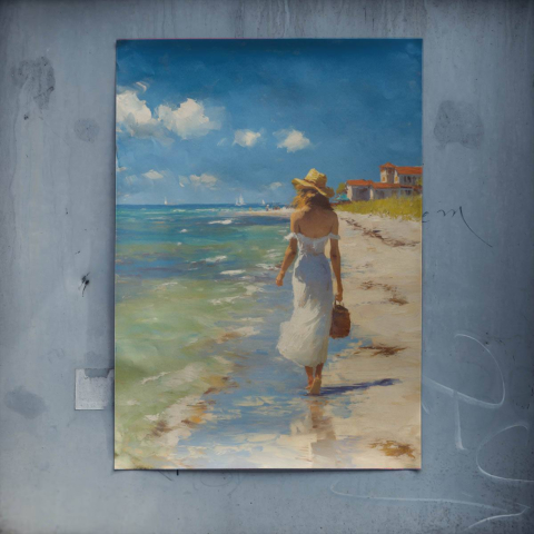 Spacer po Plaży Plakat
