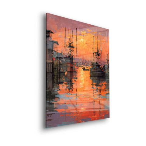 Sonnenuntergang Hafen Acrylglas