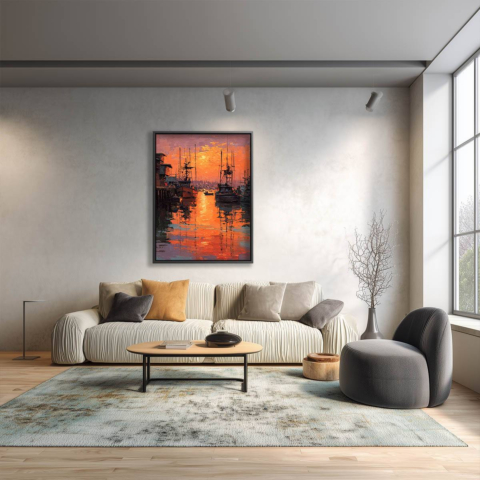 Sonnenuntergang Hafen Leinwandbild