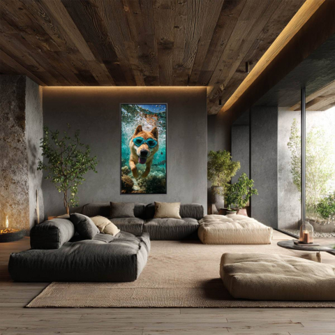 Dog Diving Canvas Art