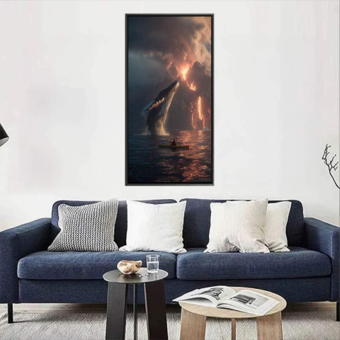 Whale and Kayak Canvas Art