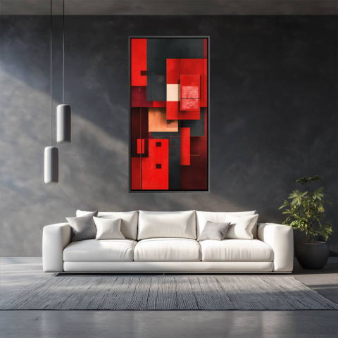 Carrés Rouges Tableau sur Toile