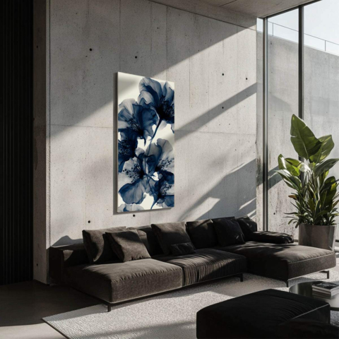 Blaue Blumen Bild auf Dibond Matt