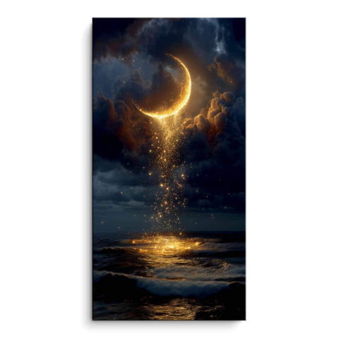 Goldener Halbmond PVC Matt Bild auf Dibond Matt