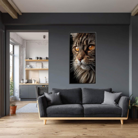 Primer Plano de Gato Cuadro en Lienzo