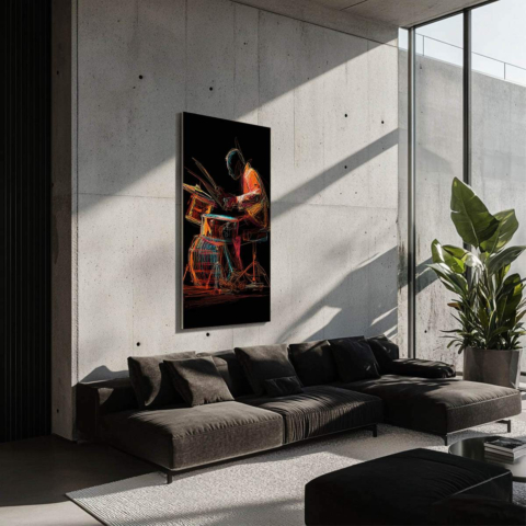 Batteur de Jazz Tableau sur Dibond Mat