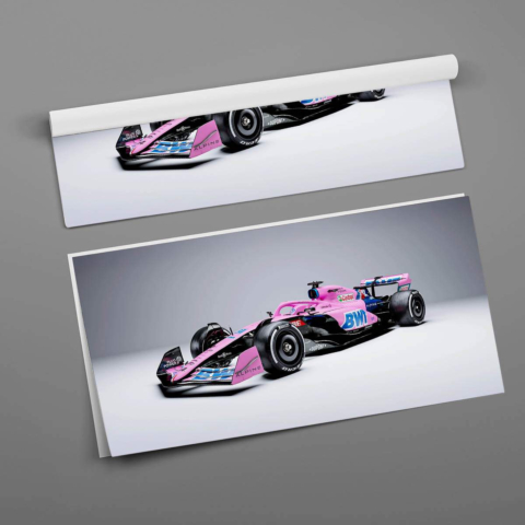 Póster de Coche de Carreras Rosa PVC Brillante