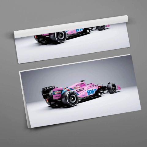 Póster de Coche de Carreras Rosa PVC Mate