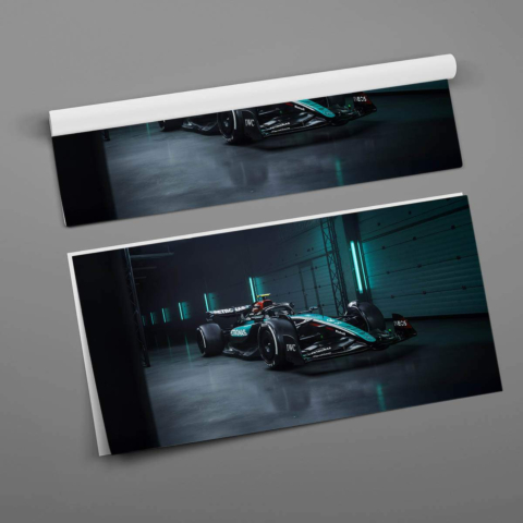 Coche de F1 en Garaje Póster