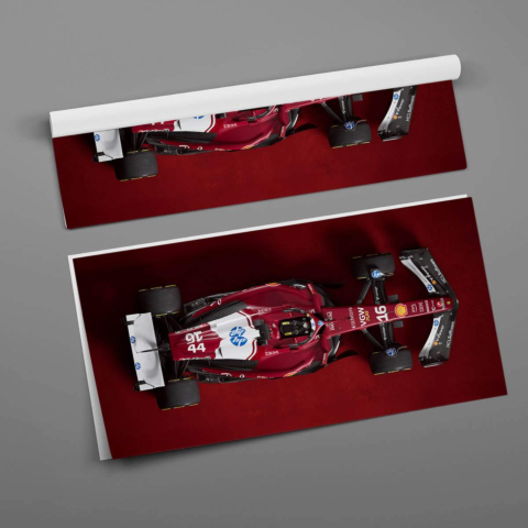 Auto de carreras rojo Póster