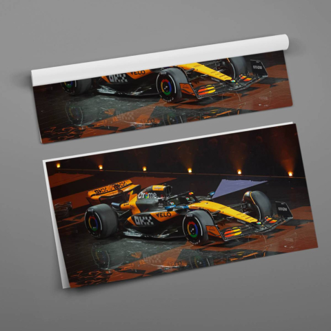 Cartel de Lanzamiento del Coche de Carrera McLaren Póster