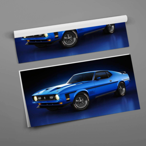 Póster del Coche de Músculo Azul PVC Brillante