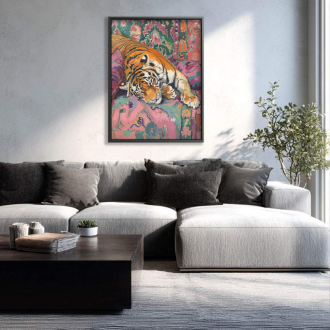 Liegender Tiger Leinwandbild