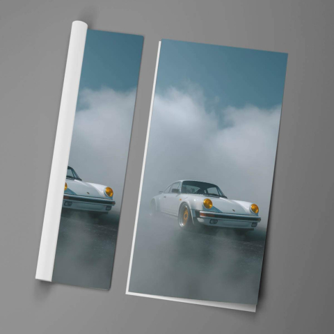 Biały Porsche Wyścigowy Plakat