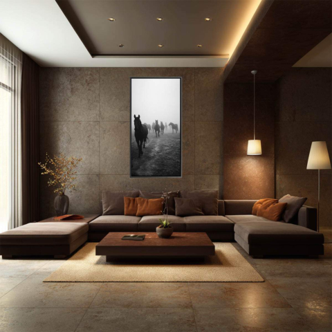 Chevaux dans le brouillard Tableau sur Toile