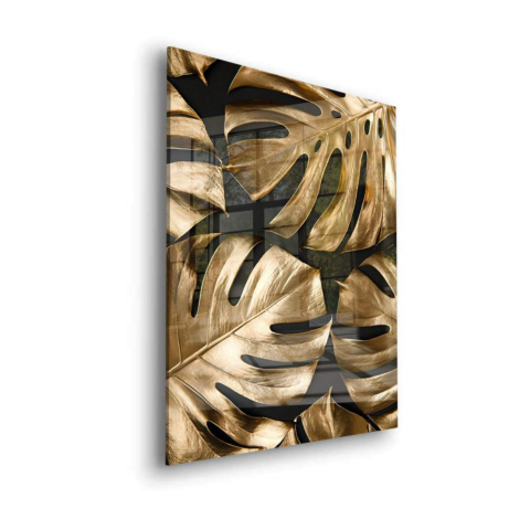 Monstera Dorada Vidrio Acrílico