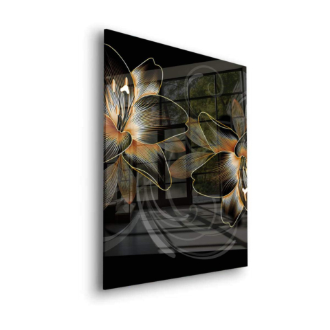 Goldene Lilien Acrylglasbild