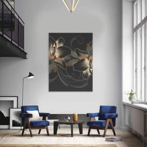 Goldene Lilien Leinwandbild